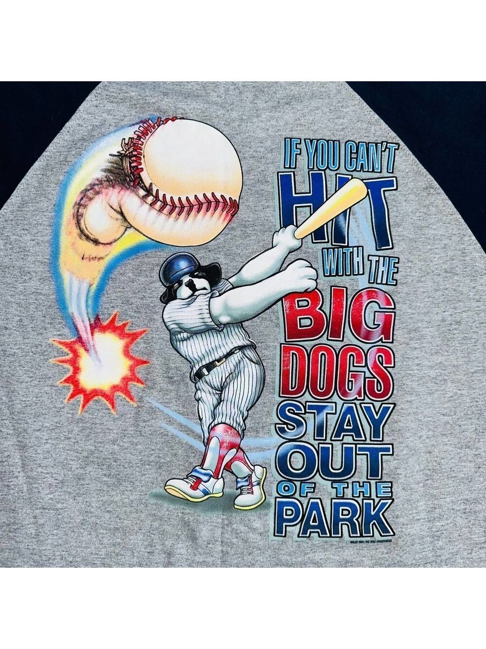 New Vintage 2001 Men’s Large Big Dogs 3/4 Sleeve Baseball Graphic TShirt